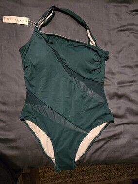 One-Shoulder Emerald Green Womens One-Piece Swimsuit